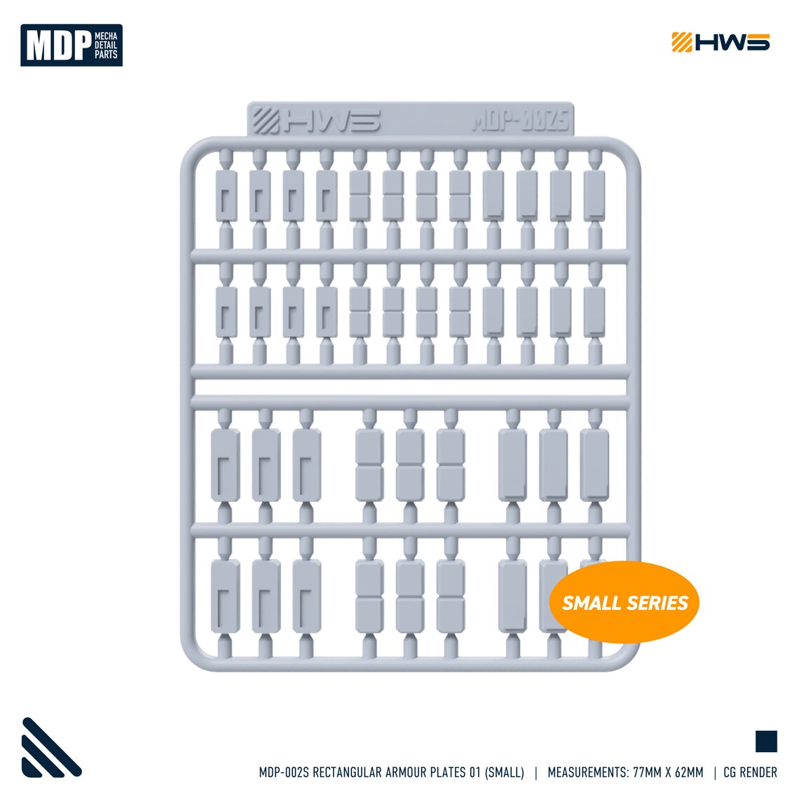 HWS - Mecha Detail Parts 002S (Rectangular Armour Plates I - SMALL)