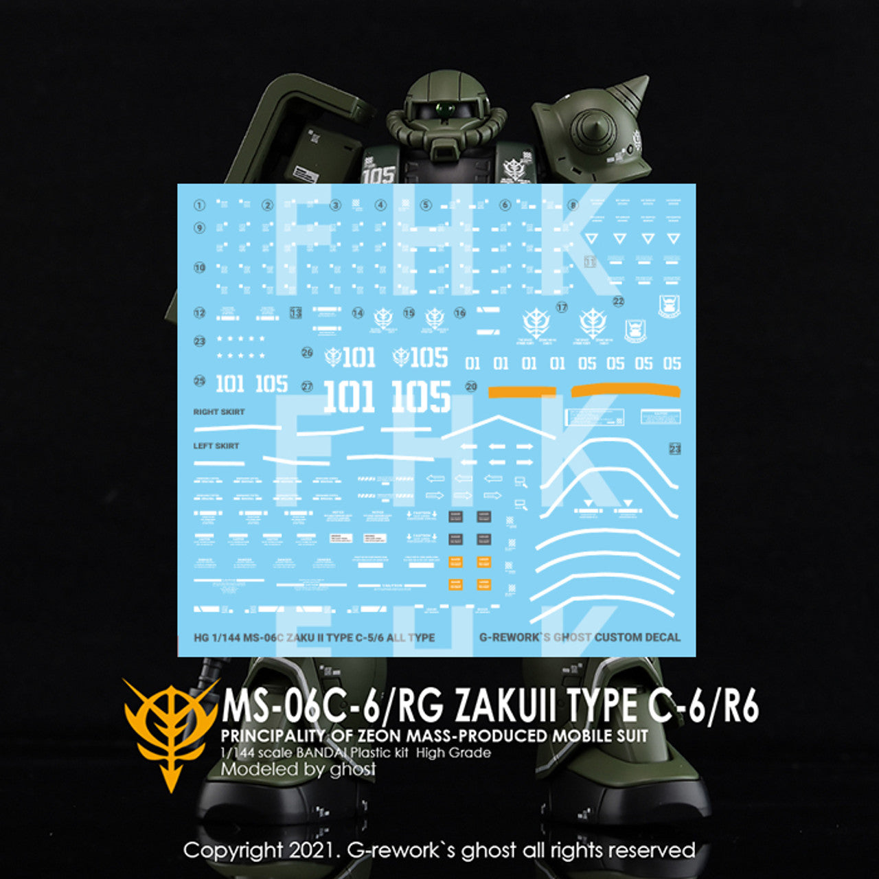G-Rework - HG The Origin MS-06C Zaku II Waterslide Decals