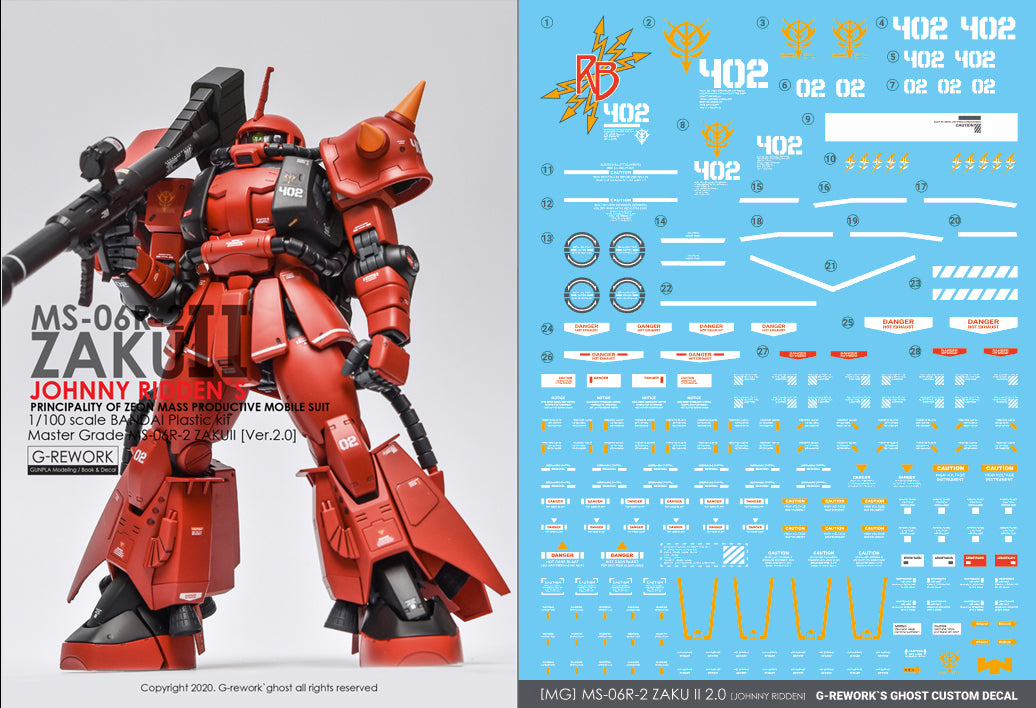 G-Rework - MG MS-06F/J Zaku II 2.0 (Johnny Ridden) Waterslide Decals