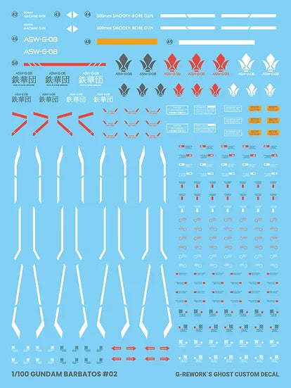 G-Rework - MG ASW-G08 Gundam Barbatos Waterslide Decals (V 2.0)