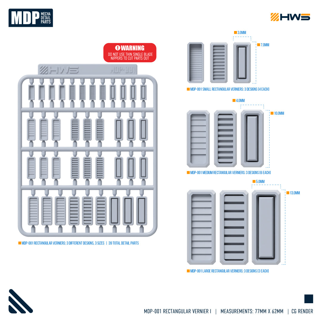 HWS - Mecha Detail Parts 001 (Rectangular Verniers)