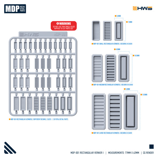 HWS - Mecha Detail Parts 001 (Rectangular Verniers)