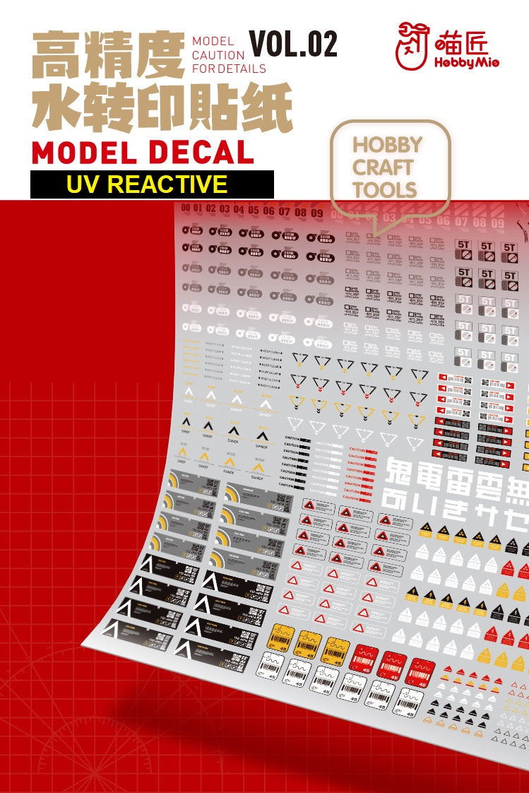 Hobby Mio - Waterslide Decals Vol 2: Caution Decals (UV)