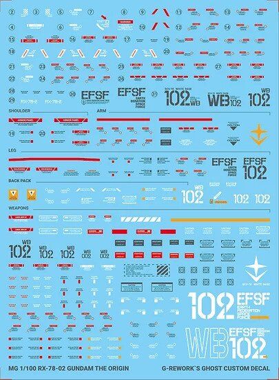G-Rework - MG RX-78-2 Gundam the Origin Waterslide Decals (V 1.0)