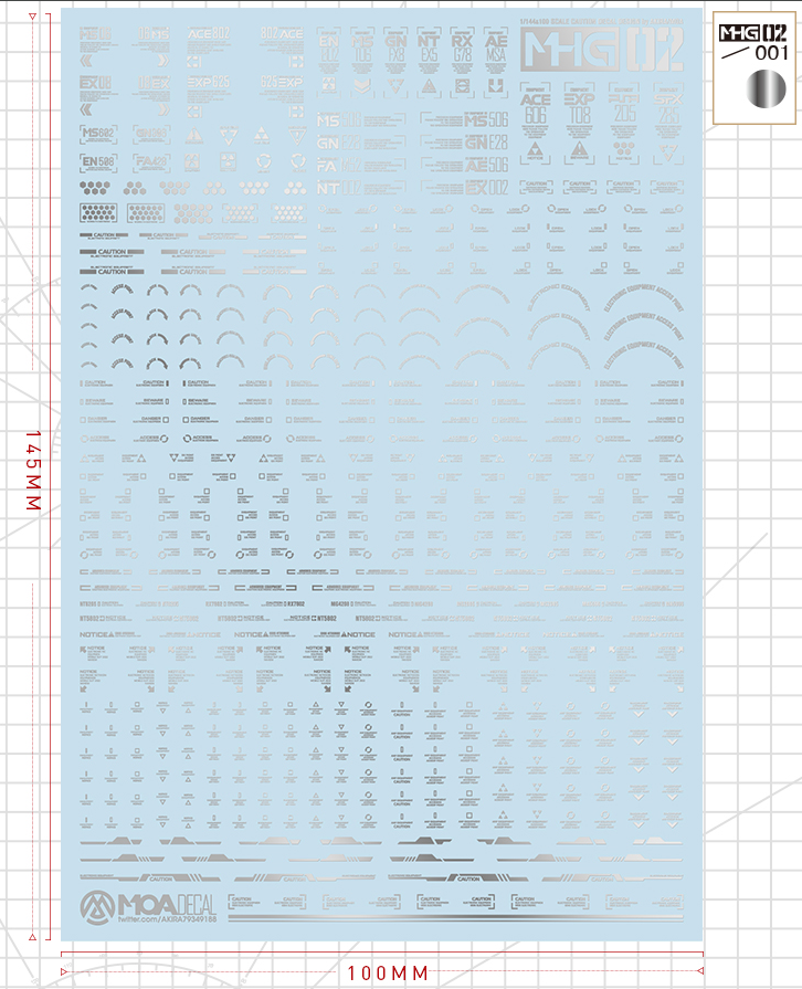 Hobby Mio - Waterslide Decals MHG Series 2: Caution Decals (Metallic and UV)