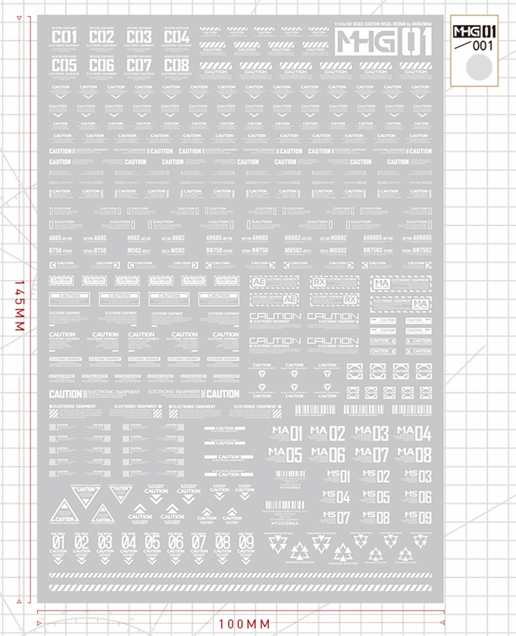 Hobby Mio - Waterslide Decals MHG Series 1: Caution Decals (UV)