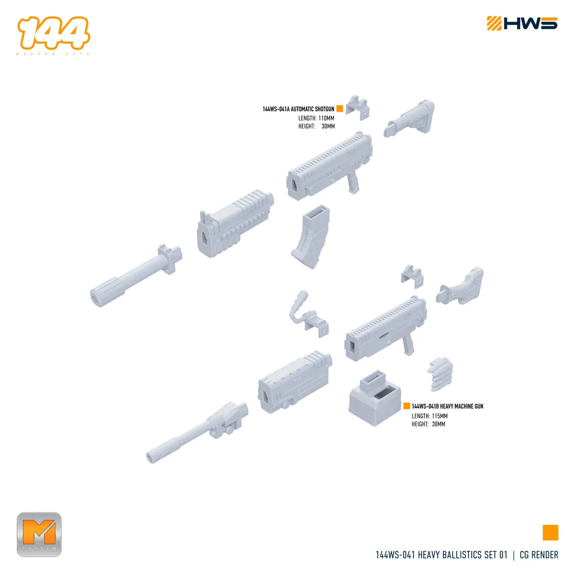 HWS - 1/144 Weapons Set #41 (Heavy Ballistics Set 01, Set of 2 Weapons)