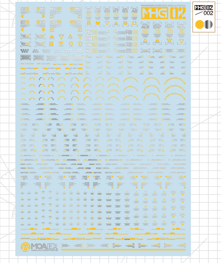 Hobby Mio - Waterslide Decals MHG Series 2: Caution Decals (Metallic and UV)