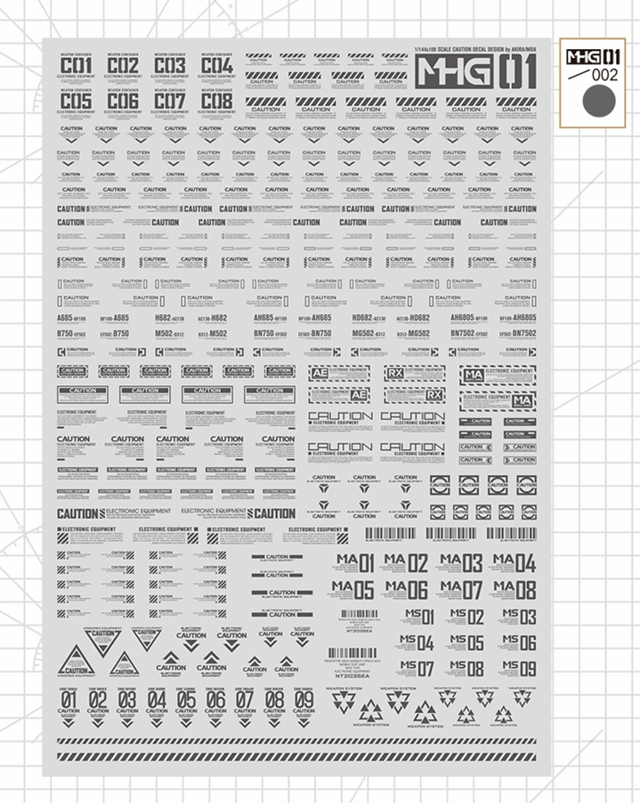 Hobby Mio - Waterslide Decals MHG Series 1: Caution Decals (UV)