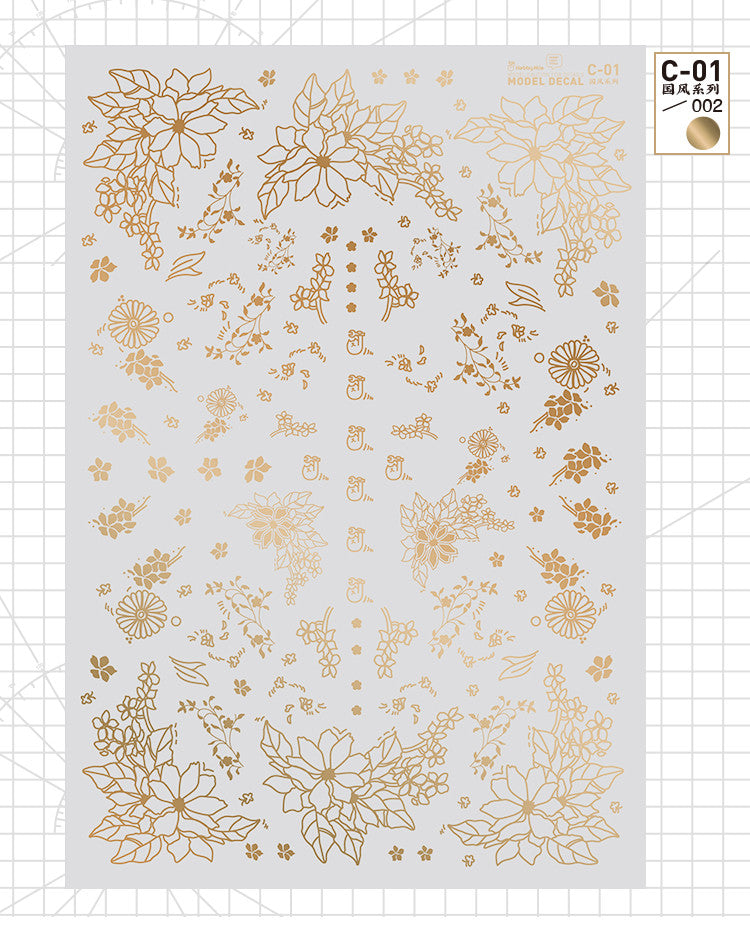 Hobby Mio - Metallic Asian Flower Style Waterslide Decals VOL 1