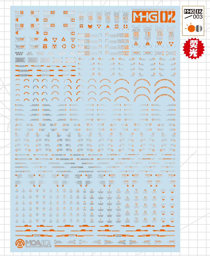 Hobby Mio - Waterslide Decals MHG Series 2: Caution Decals (Metallic and UV)