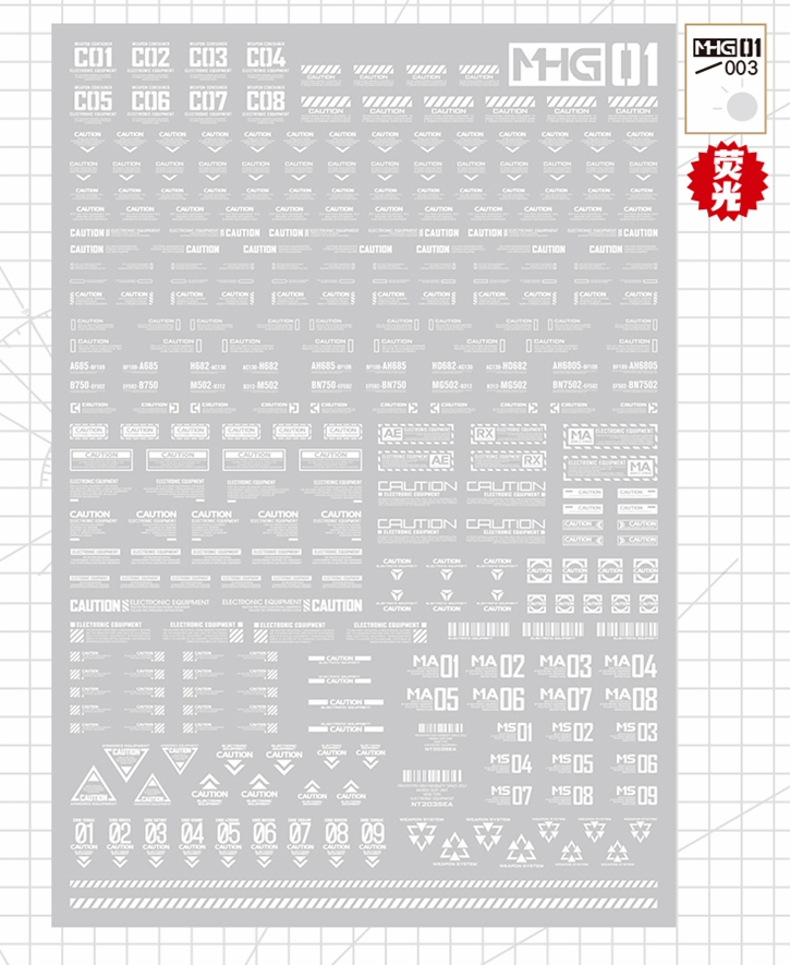 Hobby Mio - Waterslide Decals MHG Series 1: Caution Decals (UV)