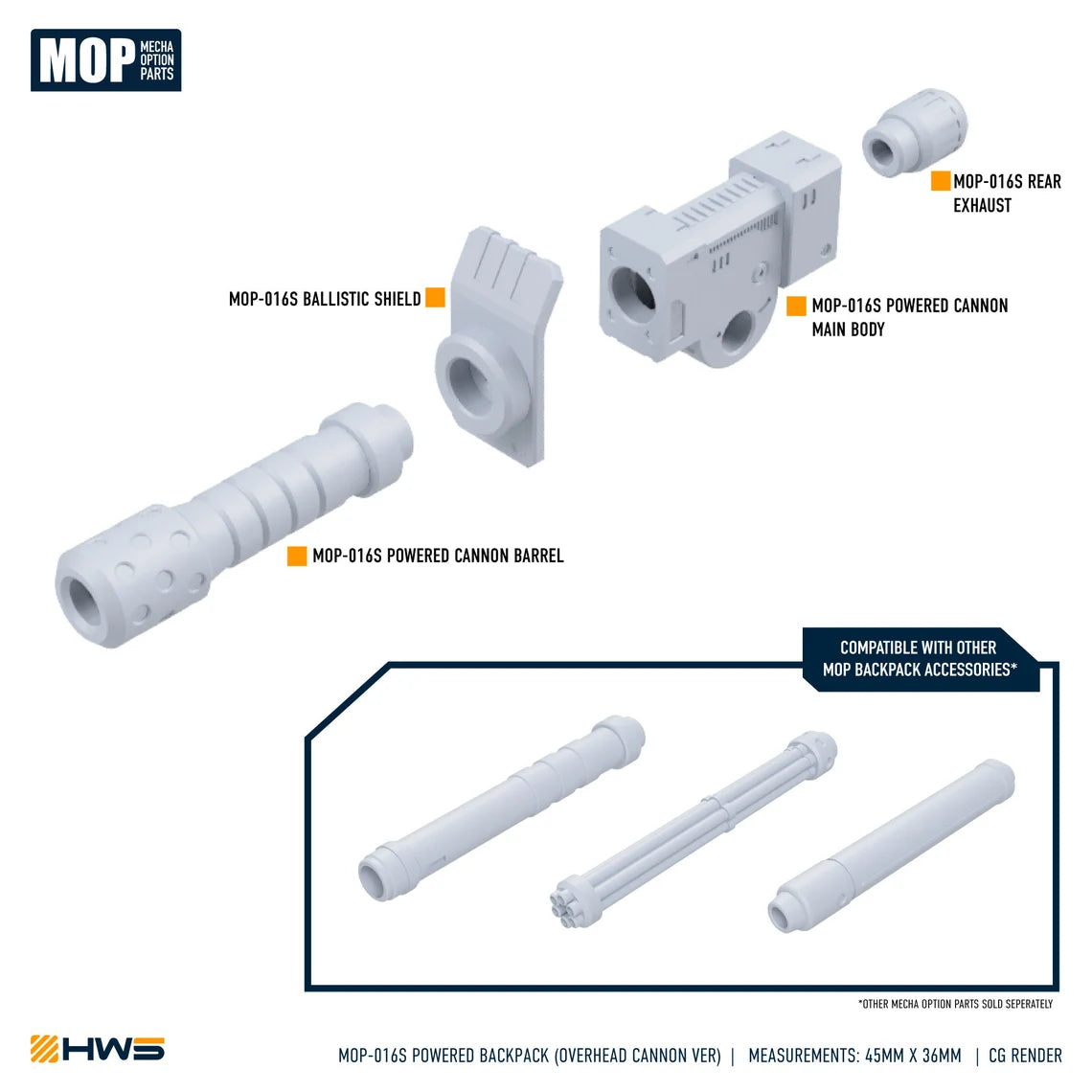 HWS - 1/144 Powered Backpack (Overhead Cannon Ver)