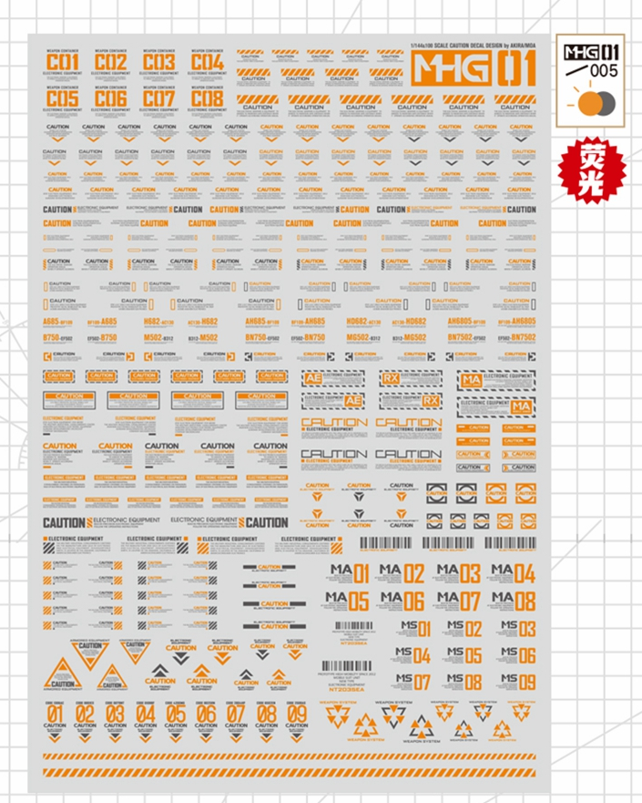 Hobby Mio - Waterslide Decals MHG Series 1: Caution Decals (UV)