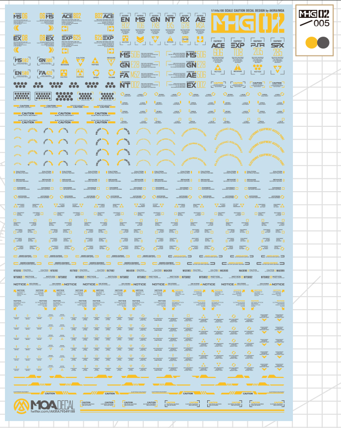 Hobby Mio - Waterslide Decals MHG Series 2: Caution Decals (Metallic and UV)