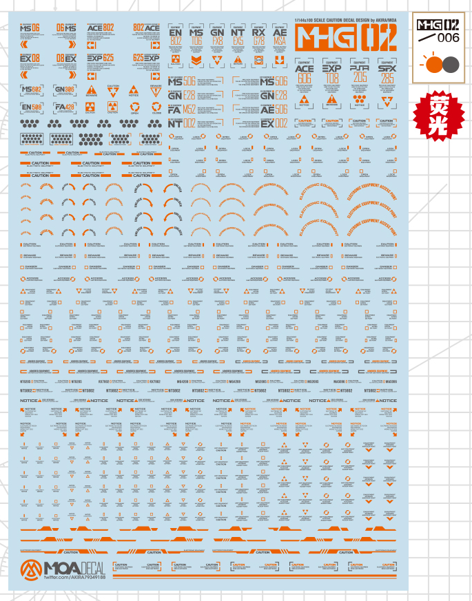 Hobby Mio - Waterslide Decals MHG Series 2: Caution Decals (Metallic and UV)