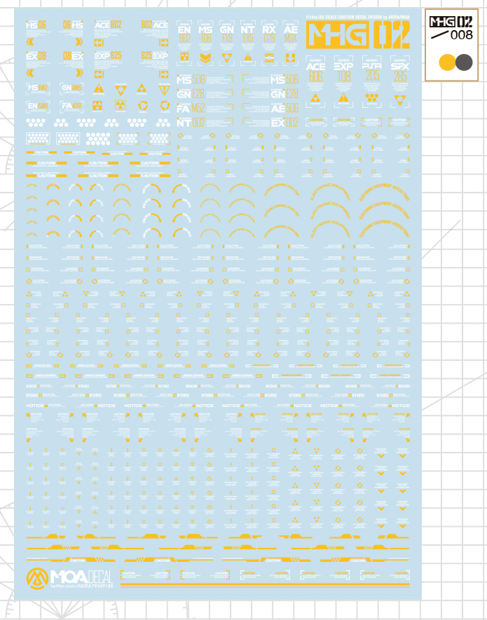 Hobby Mio - Waterslide Decals MHG Series 2: Caution Decals (Metallic and UV)