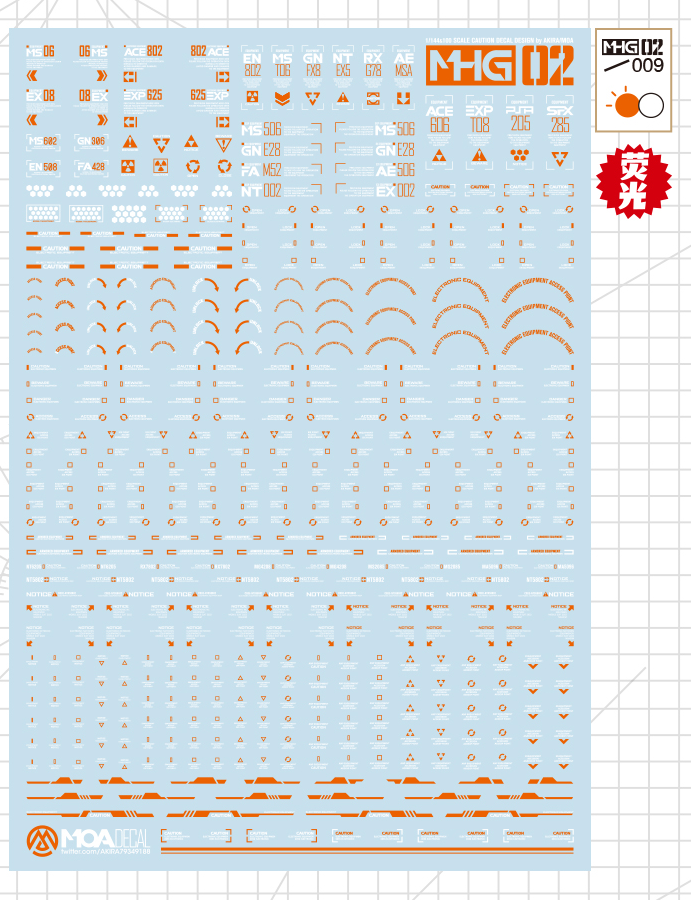 Hobby Mio - Waterslide Decals MHG Series 2: Caution Decals (Metallic and UV)