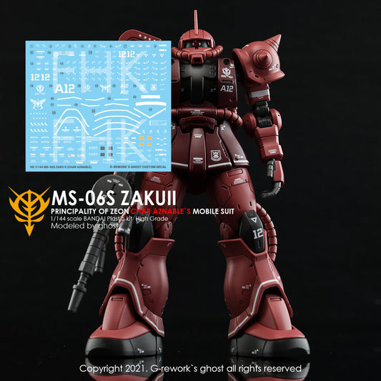 G-Rework - HG The Origin Char's Zaku II Waterslide Decals