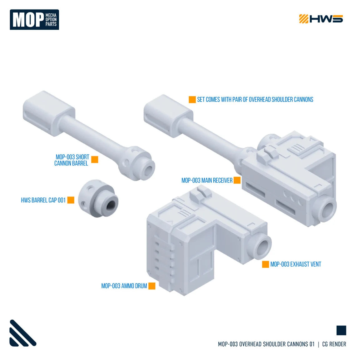 HWS - 1/144 Overhead Shoulder Cannon Set 01