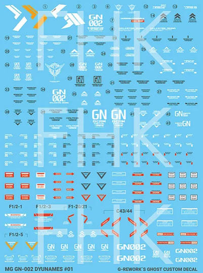 G-Rework - MG Gundam Dynames Waterslide Decals