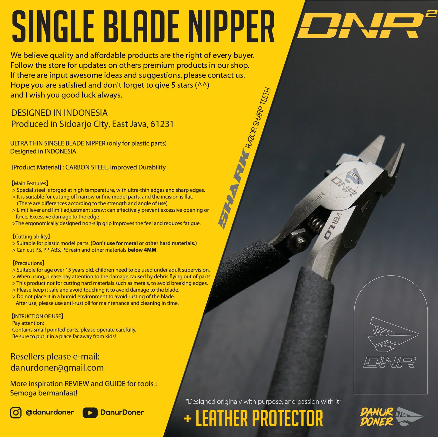 DNR - "Shark" Premium Ultra-Thin Single Blade Nipper (Ver 2.0)